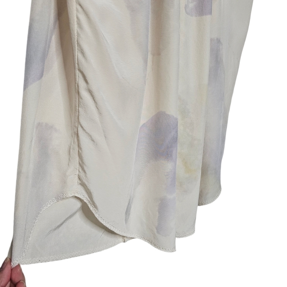Wilfred Silk Crepe Ruched Pleated Goddess Tunic Neutral Watercolours fits L - XL - Picture 7 of 13
